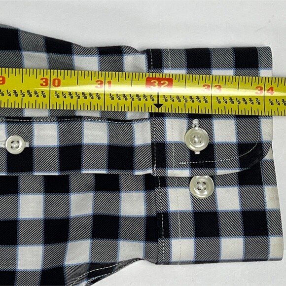 Brooks Brothers 346 Sz Mens M Non-Iron B&W Checked Long-Sleeve Button-Down Shirt - Picture 9 of 12
